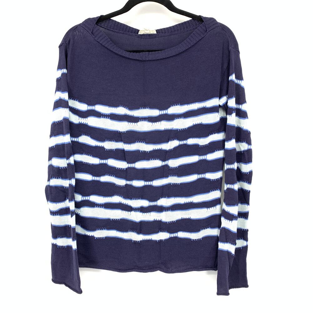 Kookai Boatneck Pullover Sweater Sz 1 US Small Blue Tie Dye Striped
